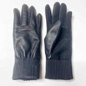 U|R Powered Ribbed-Cuff Tech Gloves Black Touch Screen Compatible Women's S/M